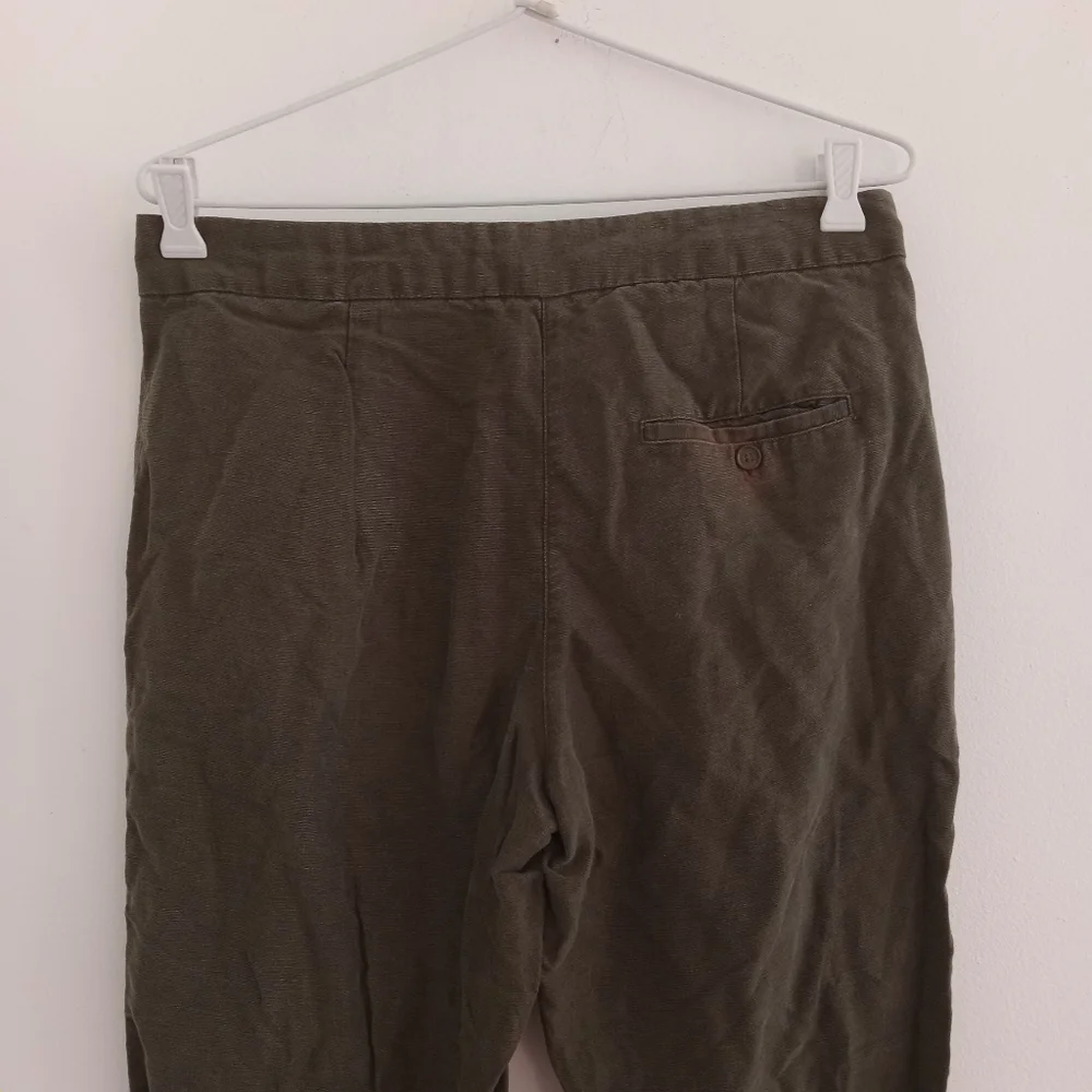 Wilfred Aritzia Linen Blend Olive Green Cropped Pants